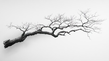 Obraz premium Winter tree branch, minimalist background, design element