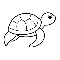 turtle vector illustration line art on a white background