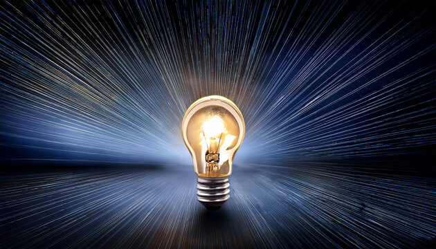 glowing light bulb in dark concept of idea