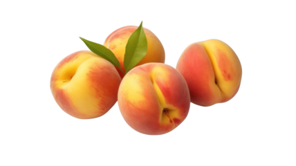 Peaches, isolated on transparent background.