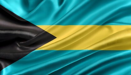 Vibrant Bahamas flag waving with luxurious satin texture - Patriotic and cultural symbol
