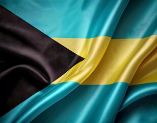 Vibrant Bahamas flag waving with luxurious satin texture - Patriotic and cultural symbol