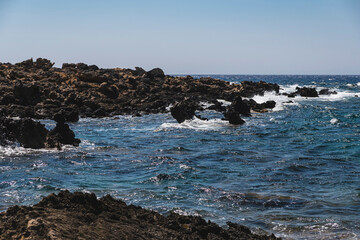 Fototapeta premium Landscape of the rocky Mediterranean coast on the Greek island of Crete