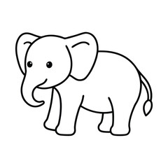 Obraz premium baby elephant vector illustration line art on a white background