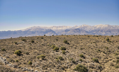 Landscape with White Mountains in Crete seen from a long distance