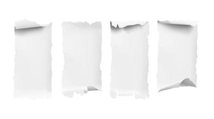 Collection of four realistic torn paper sheets perfect for mockup message or design element