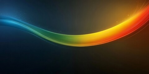 Bright neon light forming a colorful and elegant wave with particles over dark background