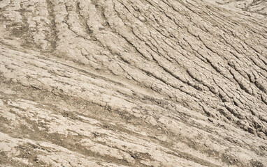 Detail of structures of eroded hills of Komolithi earth pyramids on the island of Crete