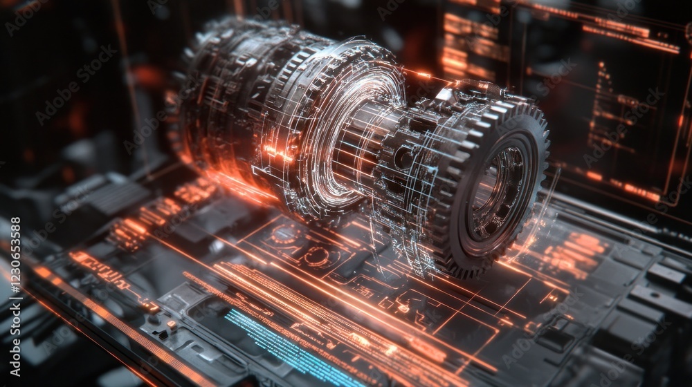 Poster Advanced Mechanical Gear System Digital Hologram Display