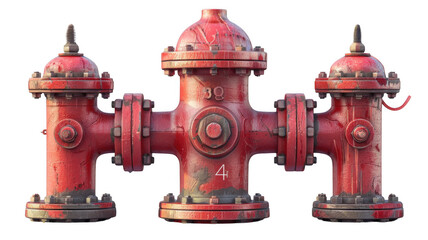 Fototapeta premium Red fire hydrant, isolated on transparent background.