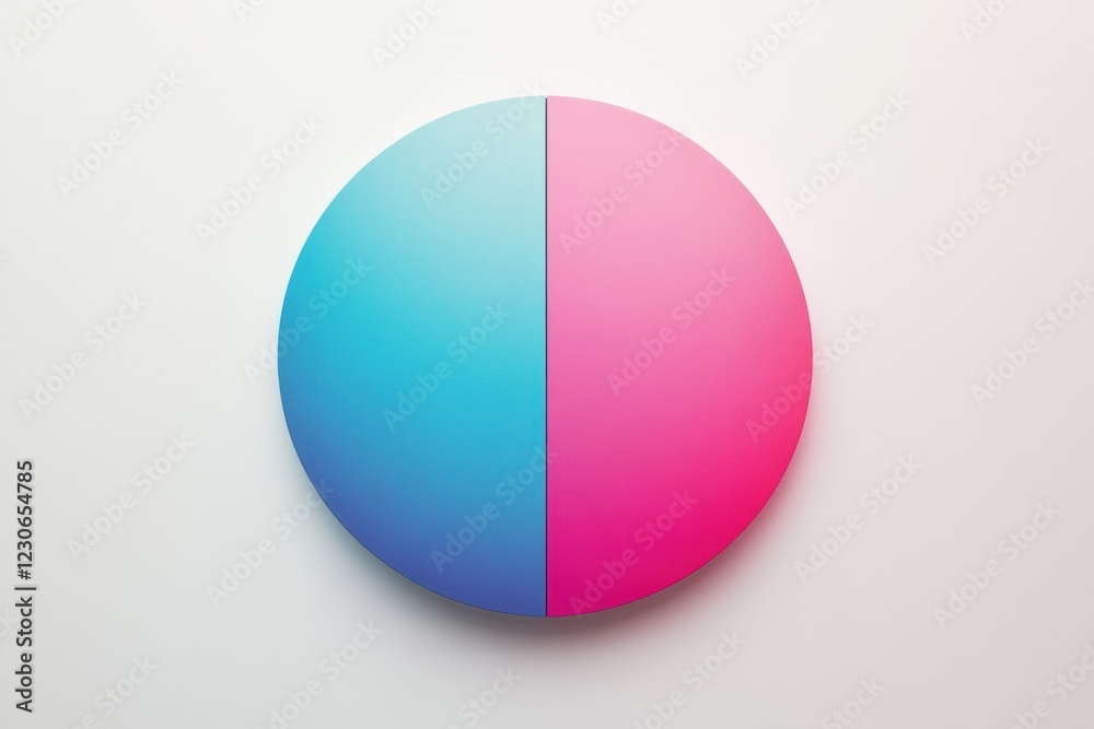 Fototapete colorful circular design featuring a split gradient from blue to pink on a smooth surface enhancing 