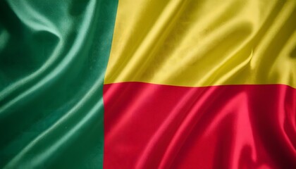 Obraz premium Vibrant Benin flag waving with luxurious satin texture - Patriotic and cultural symbol