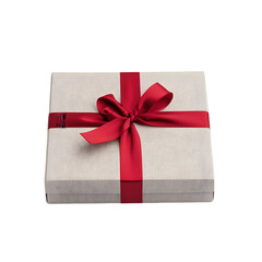 Elegant Gift Box with Red Ribbon Bow  Holiday  Birthday  Anniversary Present