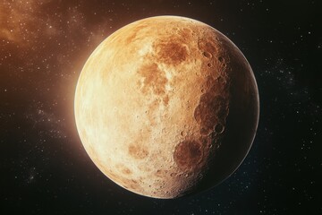 Naklejka premium Exploration of the moon with stunning surface details in the starry night sky