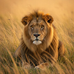 Obraz premium lion in the grass