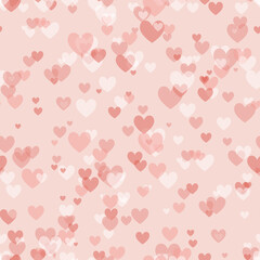 Valentine's Day seamless background. An endless texture with a lot of many multicolored hearts en pink tones. vector illustration for backdrop, greeting, invitation, fabric, wallpaper, packaging