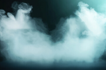 Mist swirling in a darkened environment creates an ethereal atmosphere