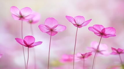   A clear shot of pink flowers against a focused backdrop with sharp flower imagery