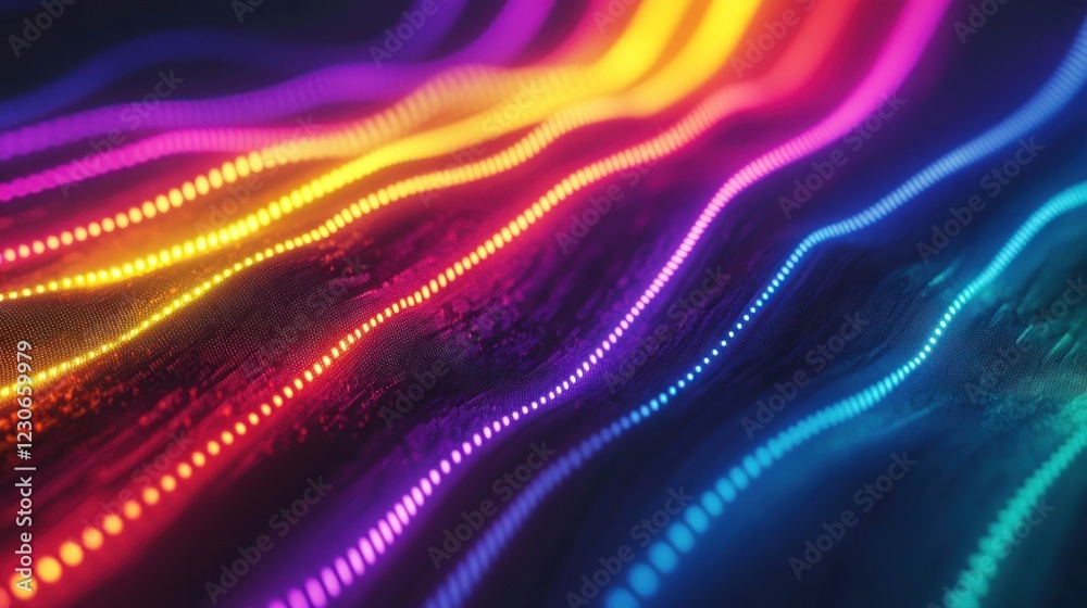 Poster abstract colorful waveform digital art