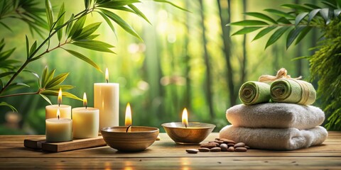 Soothing ambiance in a tranquil spa setting with natural elements and soft lighting, ambiance, spa,  ambiance