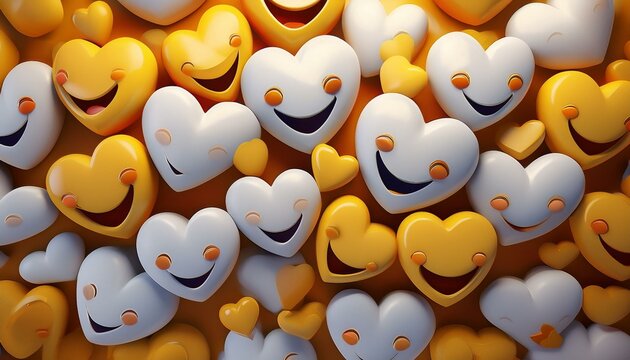 joyful 3d emojis with hearts expressing happiness and love perfect for social media websites or presentations - Powered by Adobe