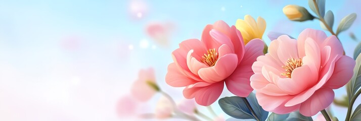 Naklejka premium a bunch of flowers with a sky background