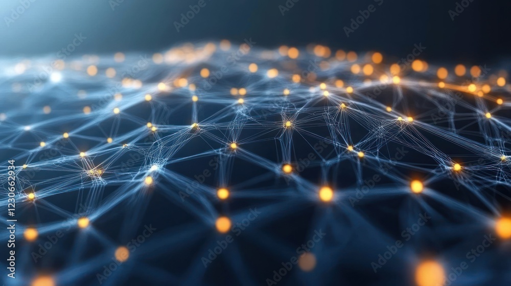Poster Illuminated Network Nodes Forming A Complex Weblike Structure