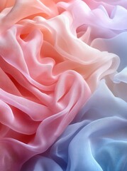 Obraz premium Pastel fabric drapes, ombre gradient, studio, textured background, design