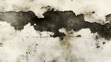 Obraz premium Weathered wall surface with decaying paint layers exposing dark plaster underneath, generating grungy textural aesthetic