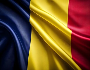 Fototapeta premium Vibrant Chad flag waving with luxurious satin texture - Patriotic and cultural symbol