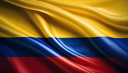 Obraz premium Vibrant Colombia flag waving with luxurious satin texture - Patriotic and cultural symbol
