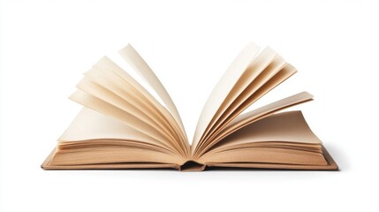 Fototapeta premium Open book with blank pages isolated on white background.