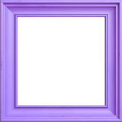 Frame on white, violet wooden frame on a wall, blank photo frame, picture frame