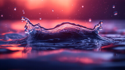 A dynamic splash of vibrant paint creating a wave of droplets on a dark background, with minimalistic modern design and empty caption space on the side for your text or message

