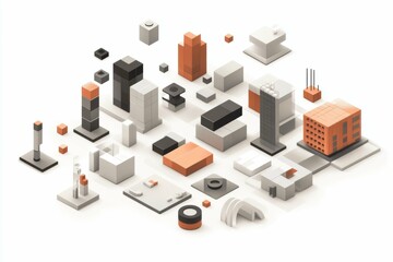 Abstract Cityscape Design with Geometric Blocks