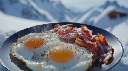 Sizzling fried eggs and crispy bacon on a plate, ready for a protein-packed keto breakfast.