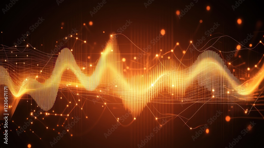 Poster abstract golden waves data visualization