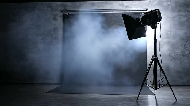 A dynamic D lightbox casts balanced light on a textured gray studio backdrop, offering a professional look for commercial shoots.