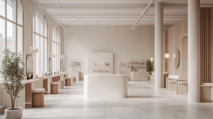Minimalist Beauty Salon Interior Design Featuring Neutral Tones