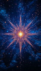 Birth of a Digital Star in Vibrant Blue Void