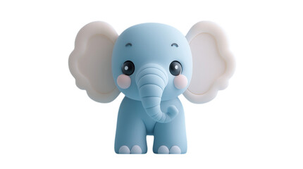 Fototapeta premium A cute and charming cartoon blue elephant with big ears and a joyful expression, perfect for children's toys and animated content. Ideal for animation, toys, and playful character branding.