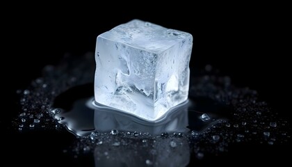a cube of ice sitting on top of a table