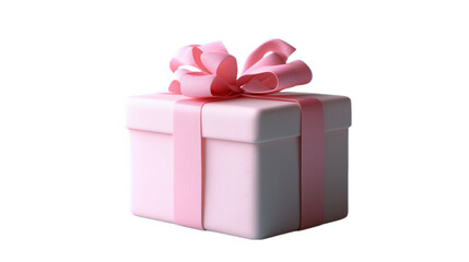 Obraz premium A 3D rendered image of a cute pink gift box with a matching ribbon, symbolizing celebrations, holidays, and special occasions. The gift is beautifully wrapped and designed, set against a transparent b
