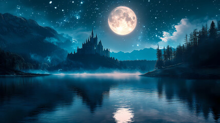 mystical moonlit castle