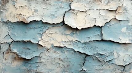 Obraz premium Wall With Cracked Blue and White Paint Reveals Texture and Age. Generative AI