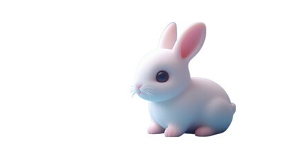 Obraz premium This transparent PNG image features a cute white rabbit figurine with large ears and a friendly smile. The soft and playful design makes it a perfect addition to any cute animal-themed decoration or c