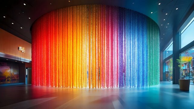A colorful, multi-colored wall with a rainbow of colors