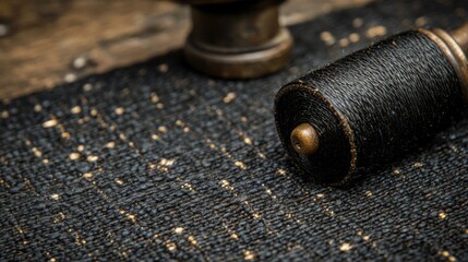 Close-Up of Antique Music Roller on Wooden Surface