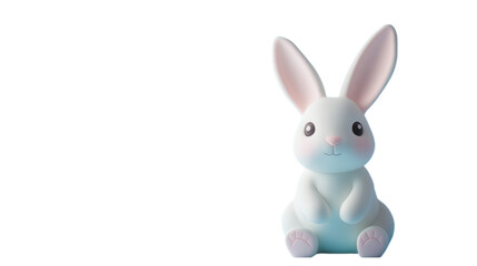 Obraz premium This transparent PNG image features a cute white rabbit figurine with large ears and a friendly smile. The soft and playful design makes it a perfect addition to any cute animal-themed decoration or c