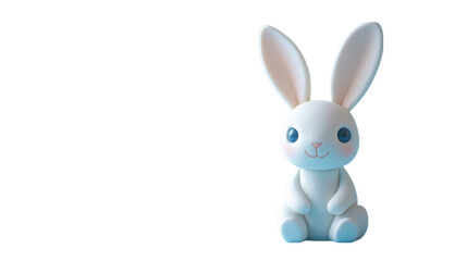 Obraz premium This transparent PNG image features a cute white rabbit figurine with large ears and a friendly smile. The soft and playful design makes it a perfect addition to any cute animal-themed decoration or c